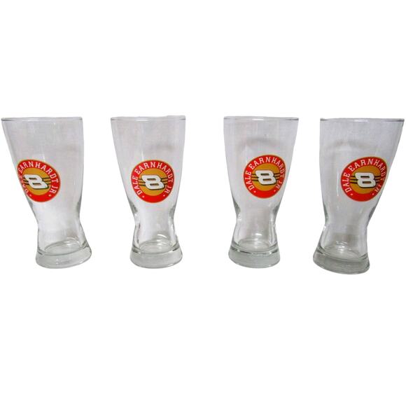 Dale Earnhardt Jr. Clear Beer Glasses 12 Ounces Set of 4 NASCAR Race Driver - Picture 1 of 2